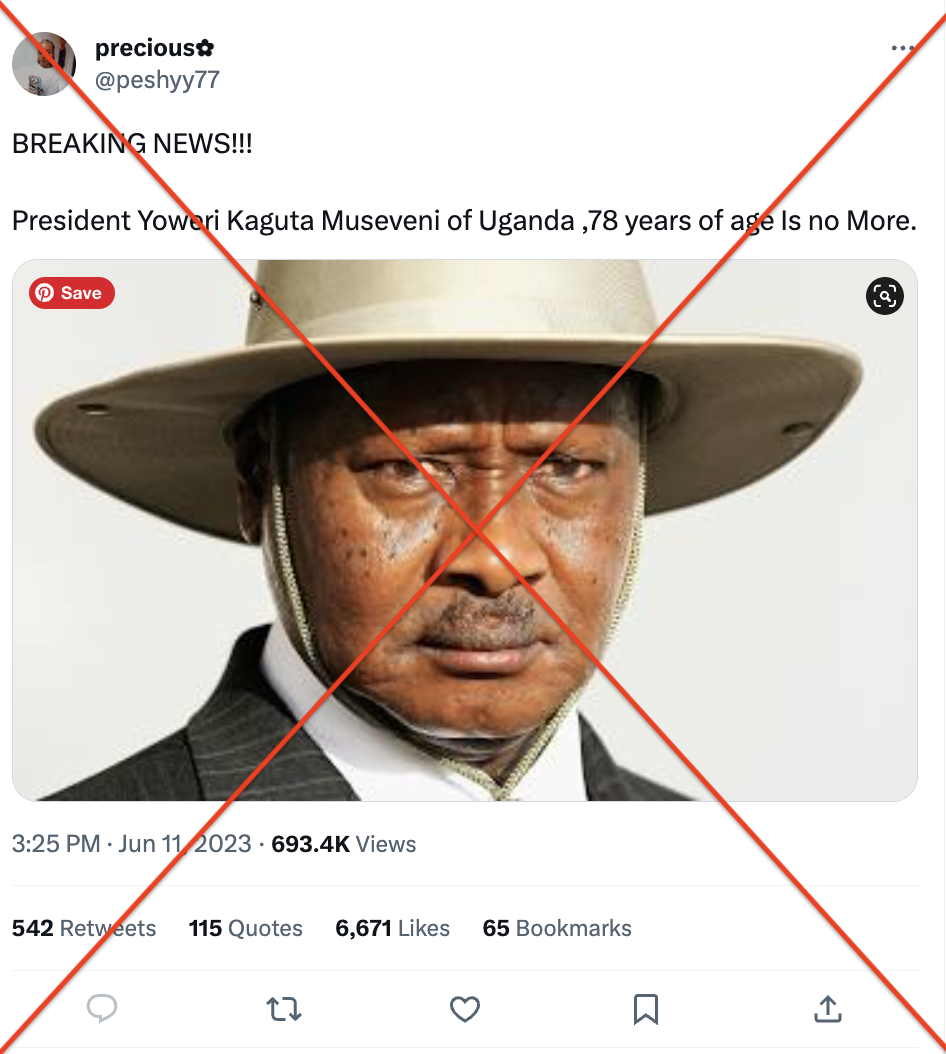 FACT-CHECK: Ugandan President Yoweri Museveni is NOT dead