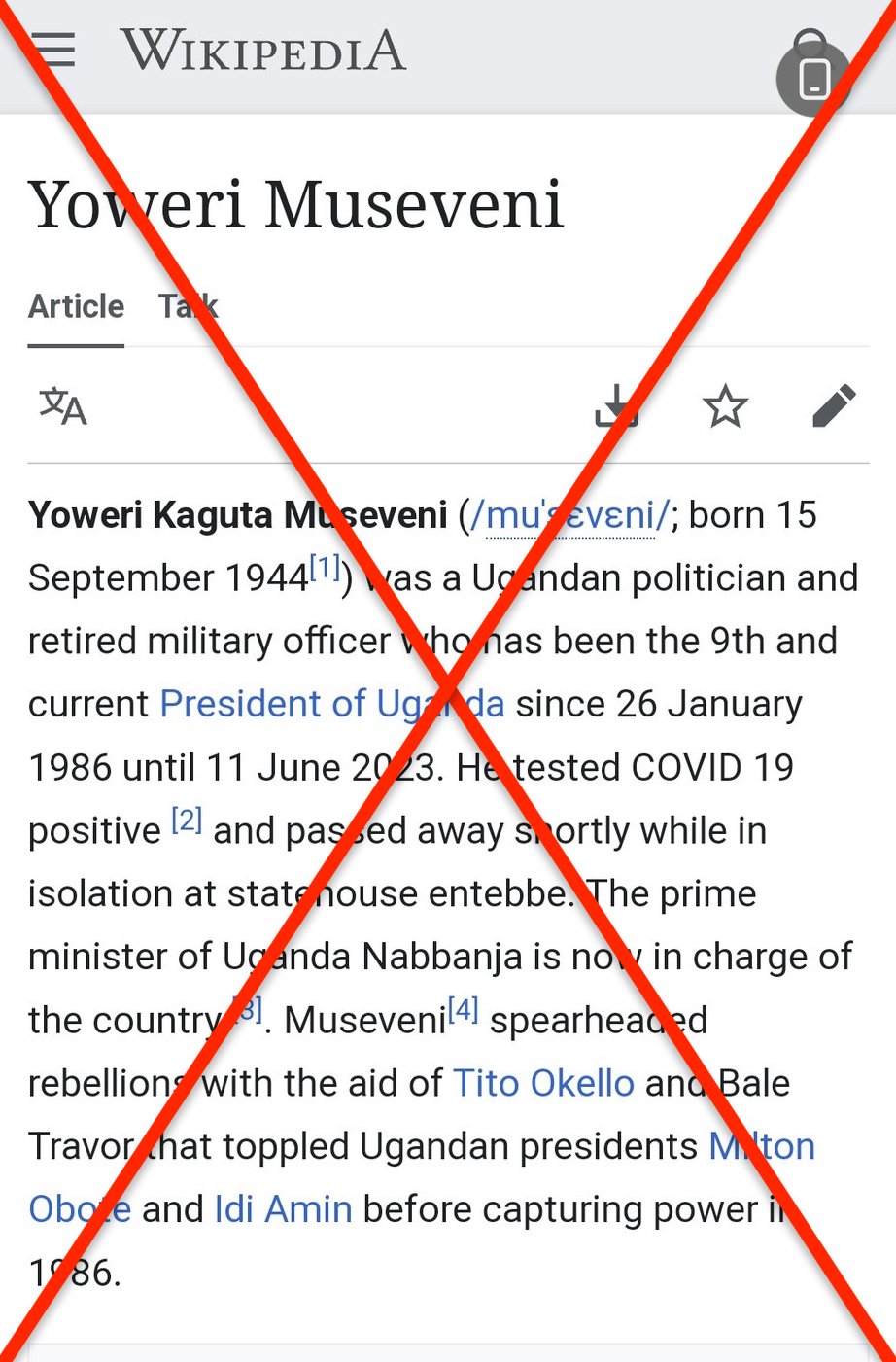 FACT-CHECK: Ugandan President Yoweri Museveni is NOT dead