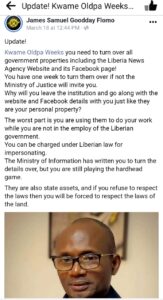 FACT-CHECK: Former Liberia News Agency boss personalises institution’s Facebook page after exit from office