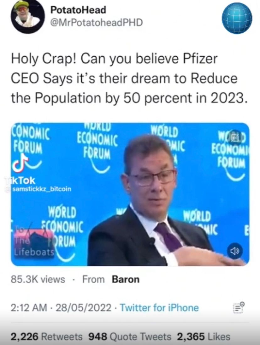 FACT-CHECK: Pfizer CEO has not announced plans to reduce the world’s population by 50%