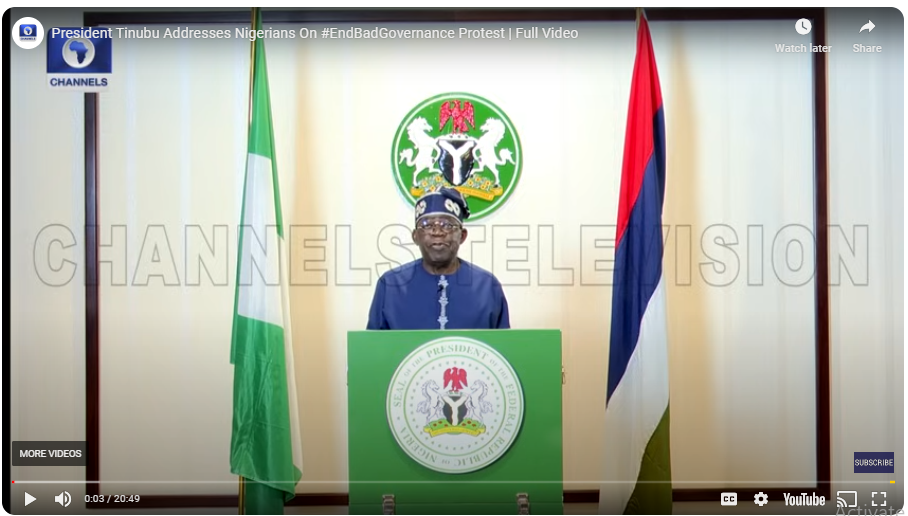 FACT-CHECK: President Tinubu was not flanked by Russian flag during address to protesting Nigerians