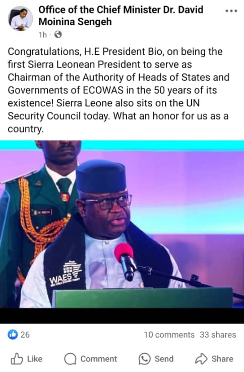 False! President Maada Bio is not the first Sierra Leonean Head of State to head ECOWAS False! President Maada Bio is not the first Sierra Leonean Head of State to head ECOWAS