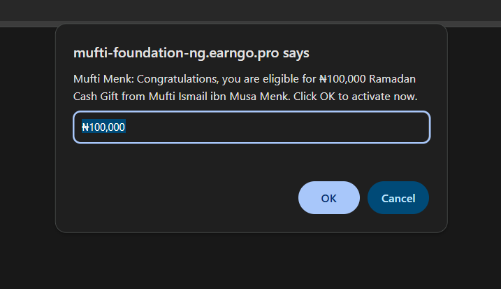 SCAM: WhatsApp message about Mufti Menk offering Ramadan cash to Nigerians is False
