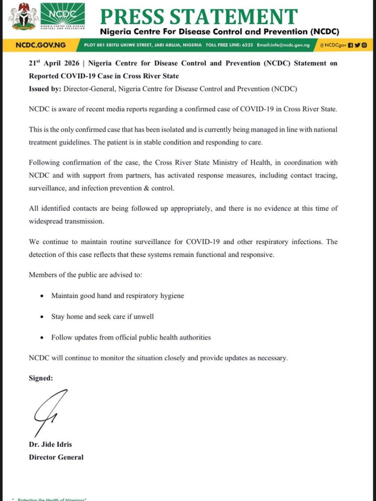 Nigeria records new COVID-19 case in Cross River State