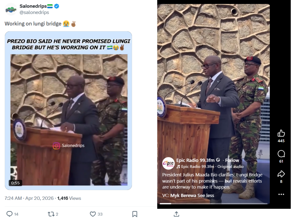 ‘I never promised Lungi Bridge in my manifesto’ - Deconstructing Sierra Leone prez’s claim 