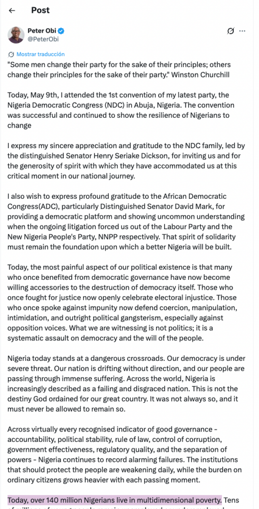 Peter Obi’s claim that ‘over 140 million Nigerians live in multidimensional poverty’ is unproven Peter Obi’s claim that ‘over 140 million Nigerians live in multidimensional poverty’ is unproven